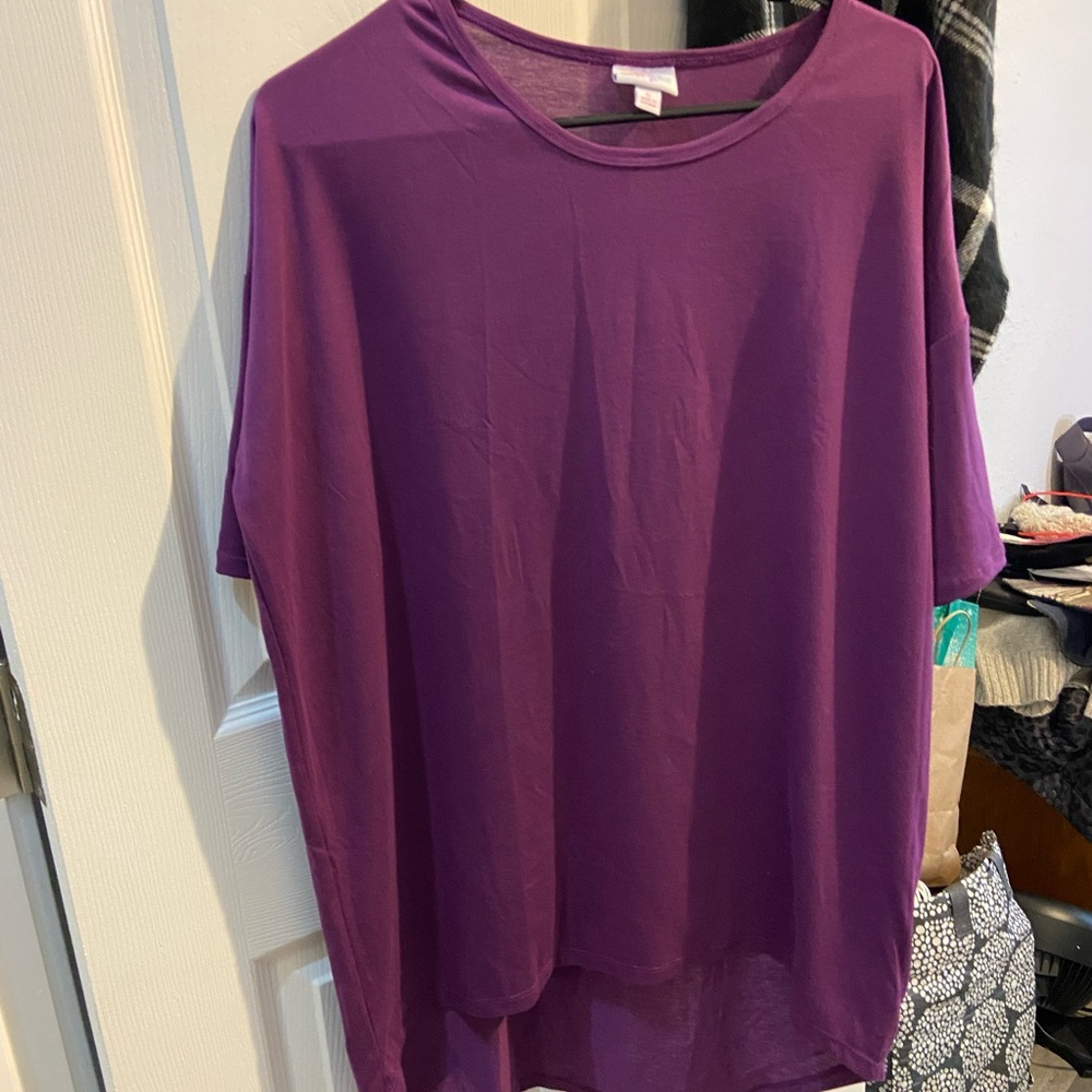 LuLaRoe IRMA Rich Purple Short Sleeve Top